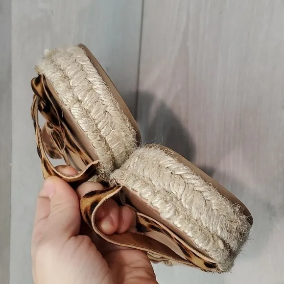 Madewell Womens Malia Ankle Strap Animal Espadrille Platform Sandal shoes 9.5