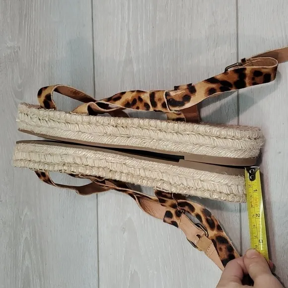 Madewell Womens Malia Ankle Strap Animal Espadrille Platform Sandal shoes 9.5