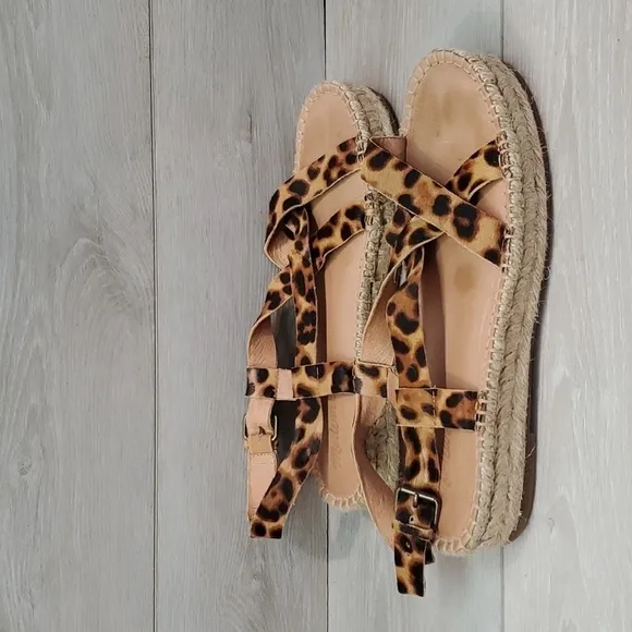 Madewell Womens Malia Ankle Strap Animal Espadrille Platform Sandal shoes 9.5