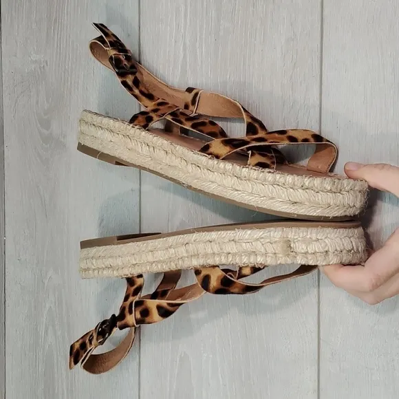 Madewell Womens Malia Ankle Strap Animal Espadrille Platform Sandal shoes 9.5