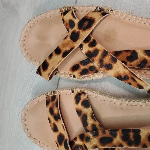 Madewell Womens Malia Ankle Strap Animal Espadrille Platform Sandal shoes 9.5