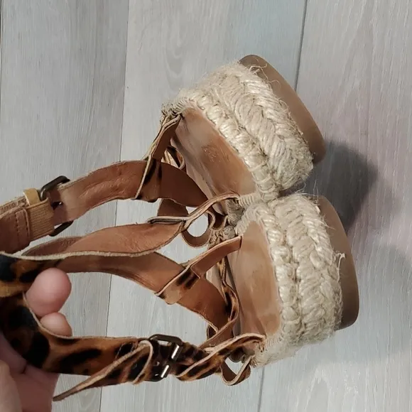 Madewell Womens Malia Ankle Strap Animal Espadrille Platform Sandal shoes 9.5
