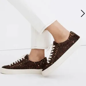 Madewell Low Top Sneakers in Painted Leopard Colorblock Calf Hair