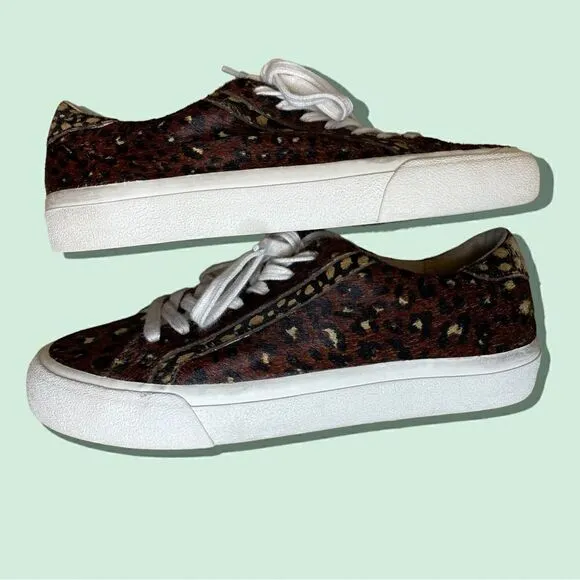 Madewell Low Top Sneakers in Painted Leopard Colorblock Calf Hair