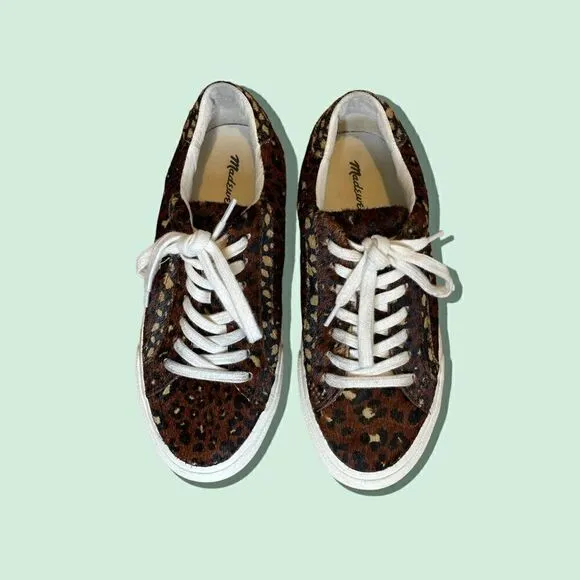 Madewell Low Top Sneakers in Painted Leopard Colorblock Calf Hair