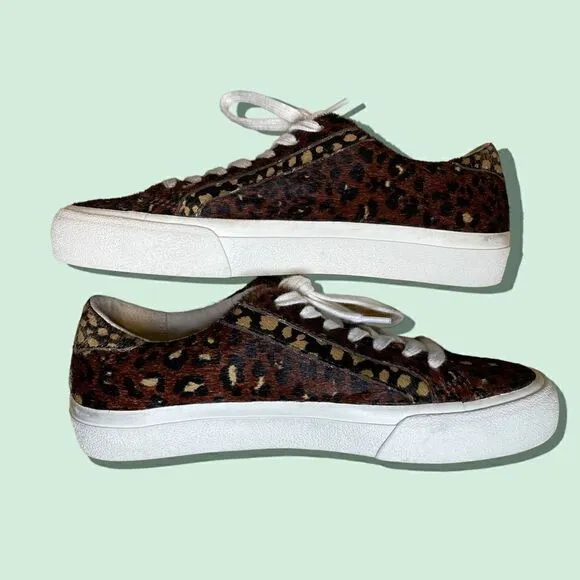 Madewell Low Top Sneakers in Painted Leopard Colorblock Calf Hair