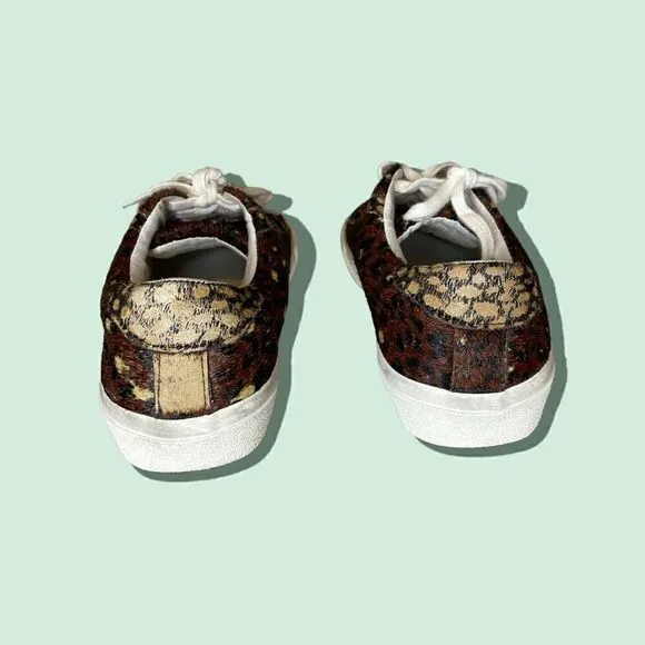 Madewell Low Top Sneakers in Painted Leopard Colorblock Calf Hair