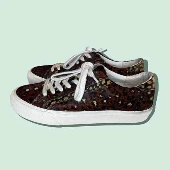 Madewell Low Top Sneakers in Painted Leopard Colorblock Calf Hair