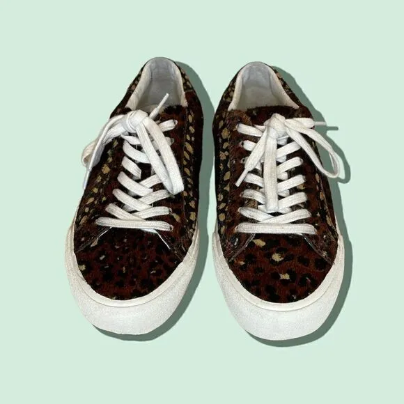 Madewell Low Top Sneakers in Painted Leopard Colorblock Calf Hair