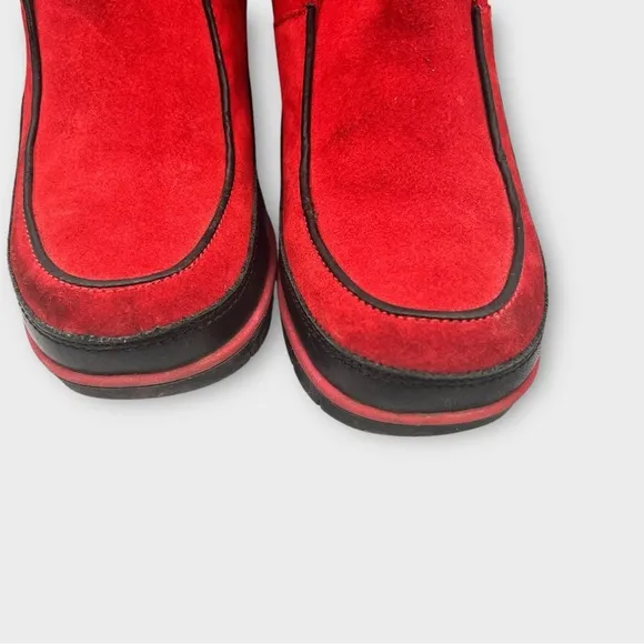 MAG Creative Footwear Boots.  Red suede Lace Up and zippered boots Sz 38