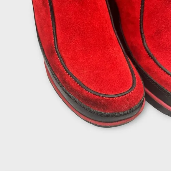 MAG Creative Footwear Boots.  Red suede Lace Up and zippered boots Sz 38