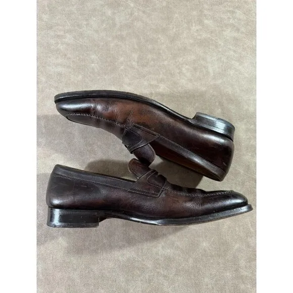 Magnanni Mens Loafer Slip On Shoes Leather Almond Toe Dark Brown Leather 12M