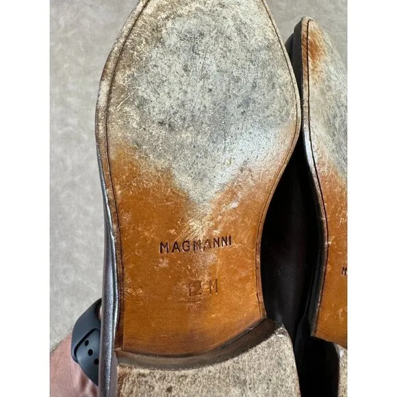Magnanni Mens Loafer Slip On Shoes Leather Almond Toe Dark Brown Leather 12M