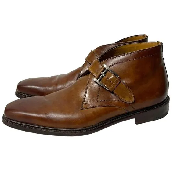 MAGNANNI Men’s Raiden Leather Monk Strap Chukka Boots 8