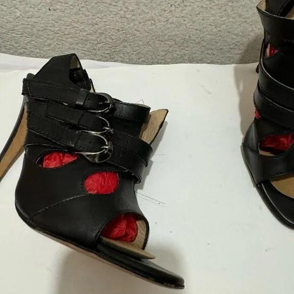 MANOLO BLAHNIK Women' Black Sandal Pumps Shoes Size 38.5 ITALY 4.5”