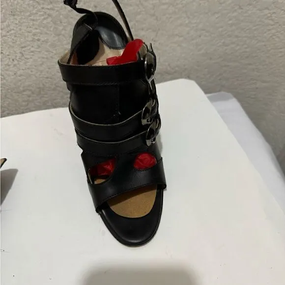 MANOLO BLAHNIK Women' Black Sandal Pumps Shoes Size 38.5 ITALY 4.5”