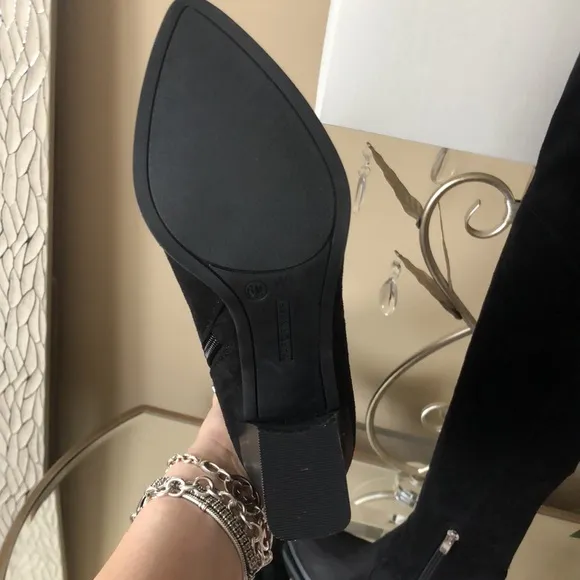 MARC FISHER Black Over the Knee Heeled Pointed Toe Boots