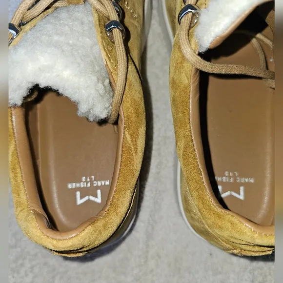 Marc Fisher Ltd ML Miate Womens Suede Leather Faux Fur Platform Sneaker Size 8.5