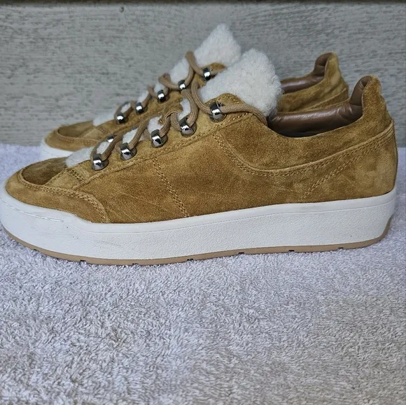 Marc Fisher Ltd ML Miate Womens Suede Leather Faux Fur Platform Sneaker Size 8.5