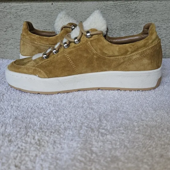 Marc Fisher Ltd ML Miate Womens Suede Leather Faux Fur Platform Sneaker Size 8.5
