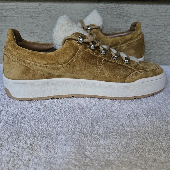 Marc Fisher Ltd ML Miate Womens Suede Leather Faux Fur Platform Sneaker Size 8.5