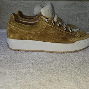 Marc Fisher Ltd ML Miate Womens Suede Leather Faux Fur Platform Sneaker Size 8.5