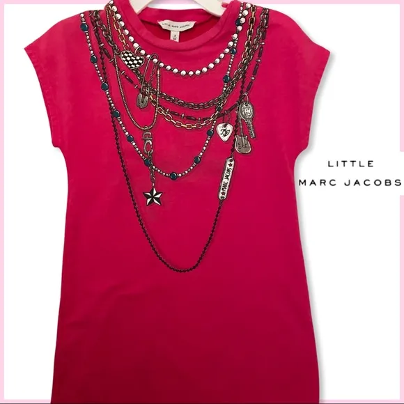 MARC JACOBS Dress - 3T Pink Logo Jeweled Necklace Shirt Dress Size 3 / 94