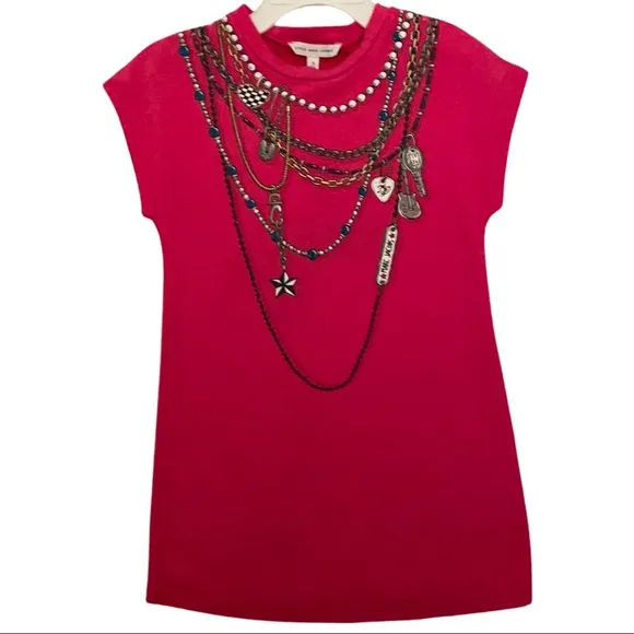 MARC JACOBS Dress - 3T Pink Logo Jeweled Necklace Shirt Dress Size 3 / 94
