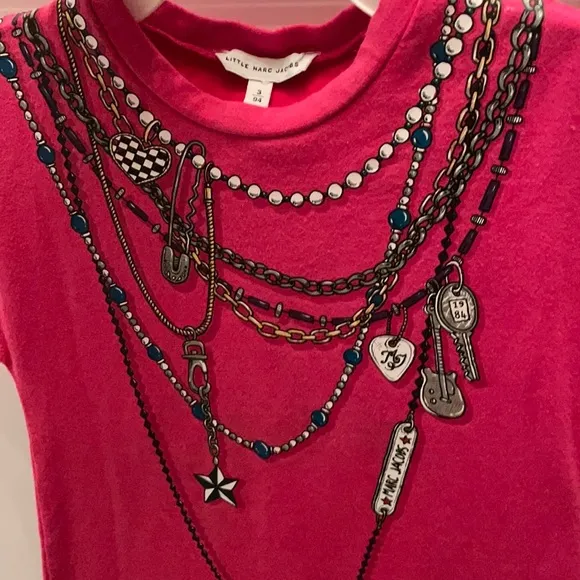 MARC JACOBS Dress - 3T Pink Logo Jeweled Necklace Shirt Dress Size 3 / 94