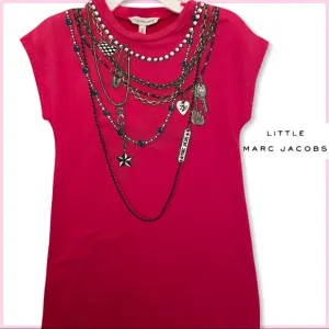 MARC JACOBS Dress - 3T Pink Logo Jeweled Necklace Shirt Dress Size 3 / 94