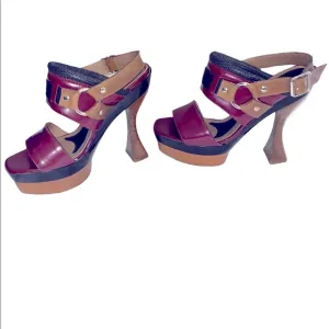 MARNI Slingback’s Horse Bit Leather Platform Sandals