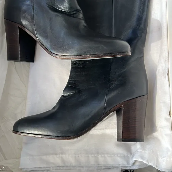 Max&amp;Co Black Leather Boots size 35 NWB
