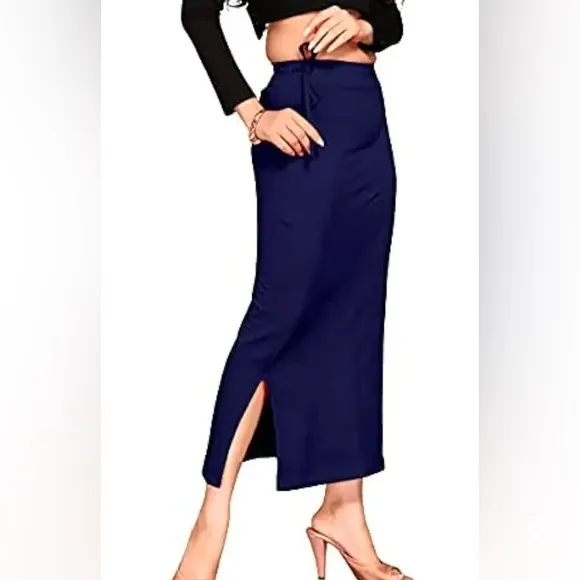 Maxi Skirt Slit Sides Slinky Smooth Stretchy Spandex Stretch Navy Blue Size 1X