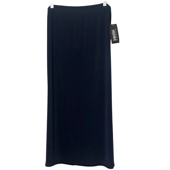Maxi Skirt Slit Sides Slinky Smooth Stretchy Spandex Stretch Navy Blue Size 1X