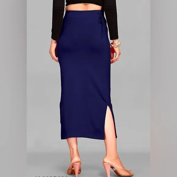 Maxi Skirt Slit Sides Slinky Smooth Stretchy Spandex Stretch Navy Blue Size 1X