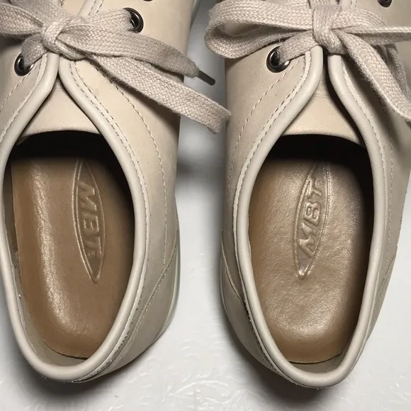 MBT Beige Nafasi Leather Sneakers Rocker Walking Shoes Size 9-9.5 or 40