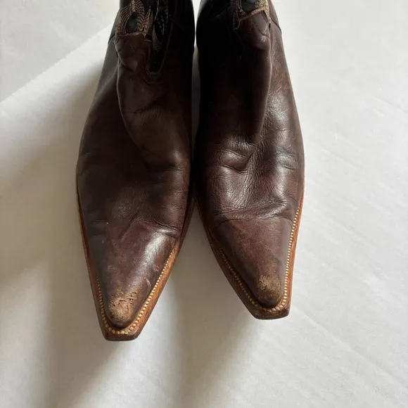 McLain Dark brown Embroidered Cowboy Boots Mexico Super Pointy Toe leather Sole