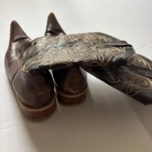 McLain Dark brown Embroidered Cowboy Boots Mexico Super Pointy Toe leather Sole