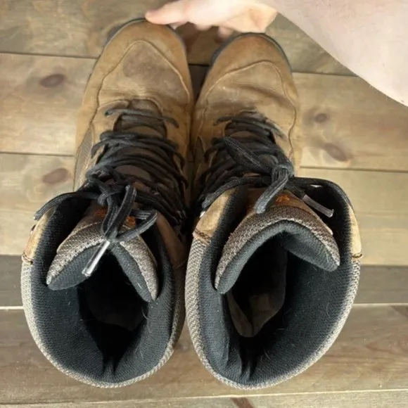 Meindl Cabelas Pflege Men Size 11.5 wide EE Shoes Brown Tan Leather Hiking Boots
