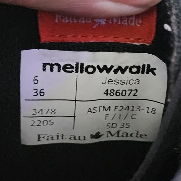 Mellow Walk Jessica Women's Steel Toe Work Safely Boots Shoes Size 6 Black