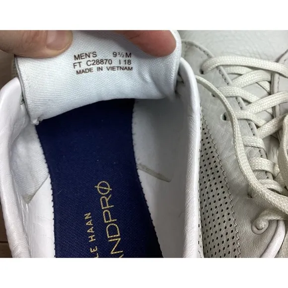 MEN Cole Haan GrandPro Tennis Sneakers  9.5 m gray perforated leather