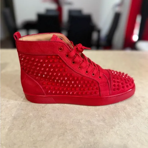 Men Triple Red Christian Louboutin High-Top Sneakers