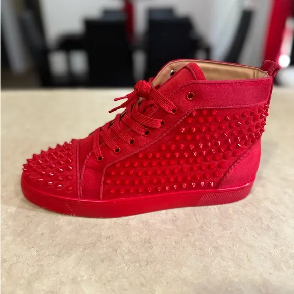 Men Triple Red Christian Louboutin High-Top Sneakers