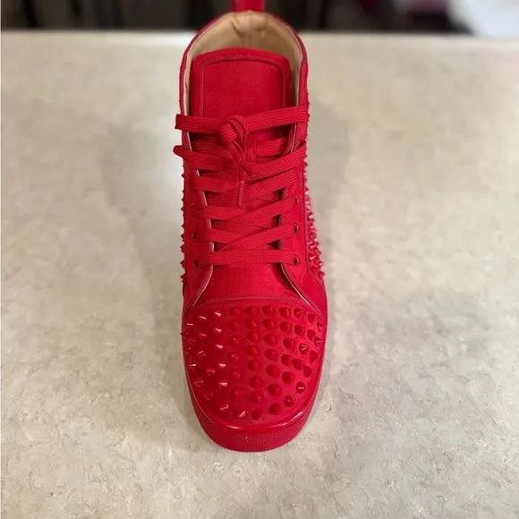 Men Triple Red Christian Louboutin High-Top Sneakers