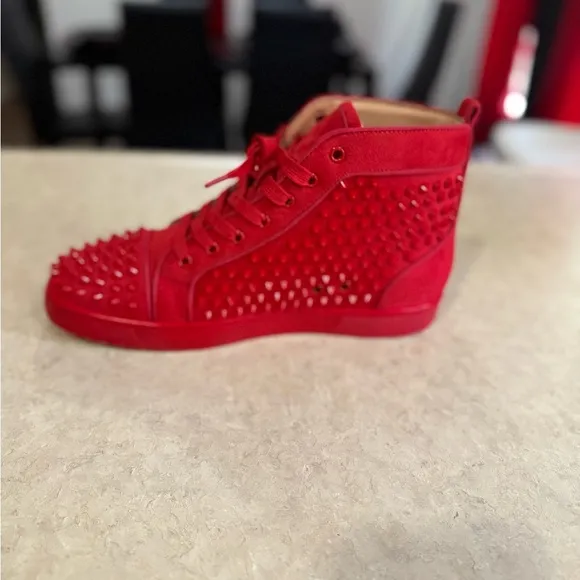 Men Triple Red Christian Louboutin High-Top Sneakers