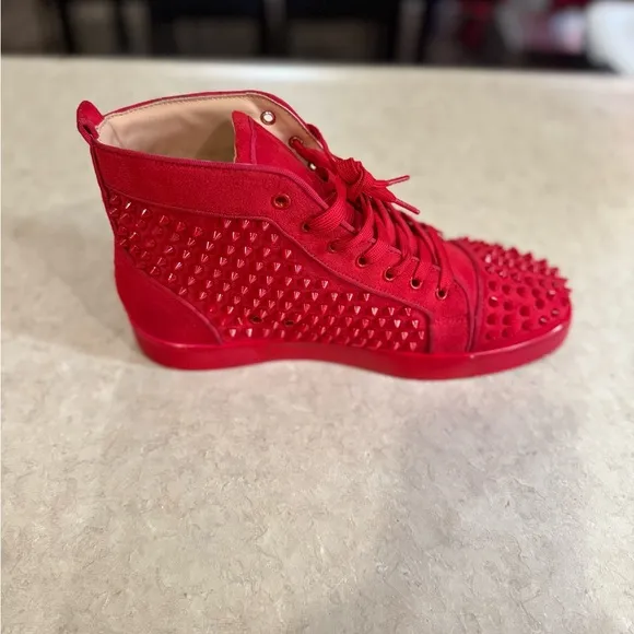 Men Triple Red Christian Louboutin High-Top Sneakers