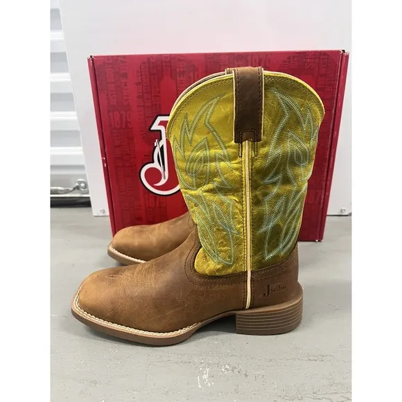 Men's 8 D Justin SE7515 Canter 11&quot; Brandy‎ Brown Square Toe Cowboy Boots