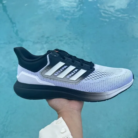 MEN'S Adidas EQ21 Run Athletic Shoe Running Sneaker White Black HQ1844 Size 12