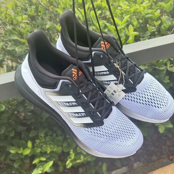 MEN'S Adidas EQ21 Run Athletic Shoe Running Sneaker White Black HQ1844 Size 12