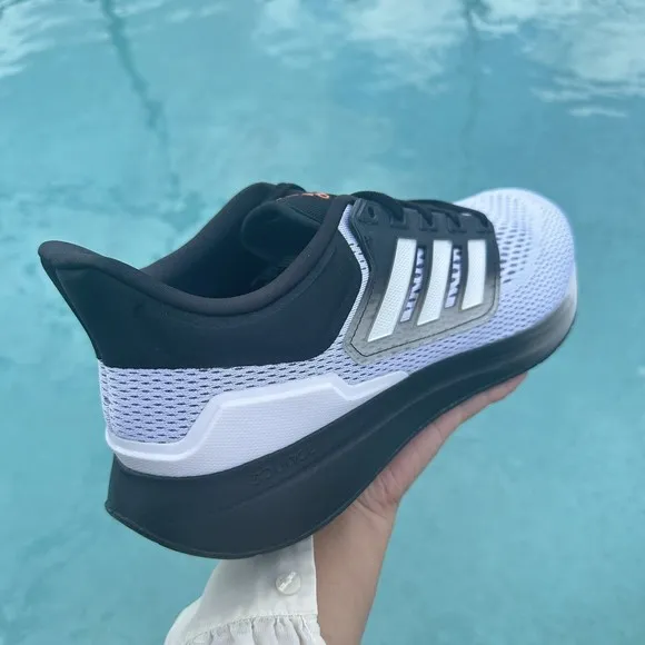MEN'S Adidas EQ21 Run Athletic Shoe Running Sneaker White Black HQ1844 Size 12